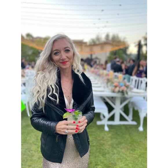 SLATE & WILLOW Black 100% Lambskin Leather Faux Fur Lapel Leather Jacket sz L - Picture 6 of 16